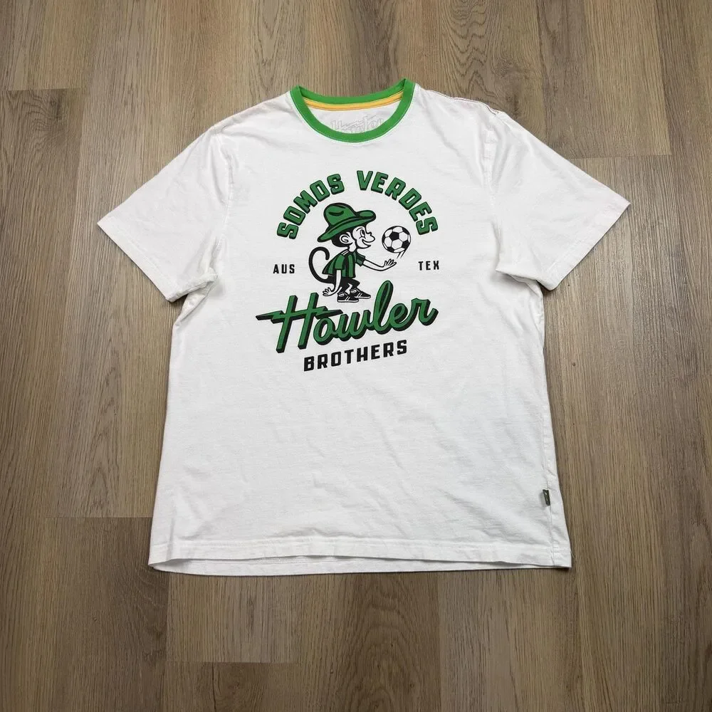 Howler Bros Shirt Mens Large White Somos Verdes Soccer Graphic Tee Austin Texas